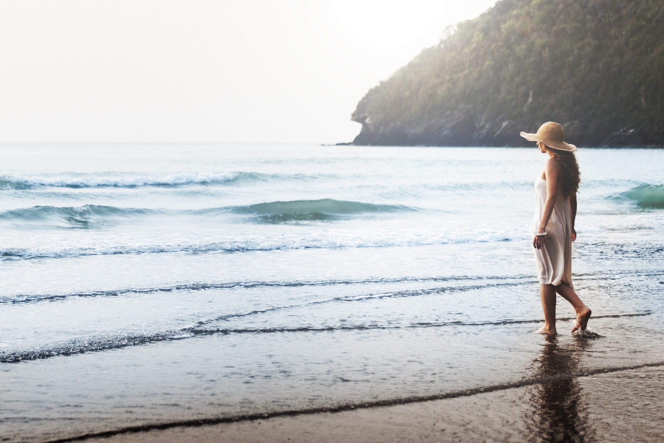 A woman on a beach
