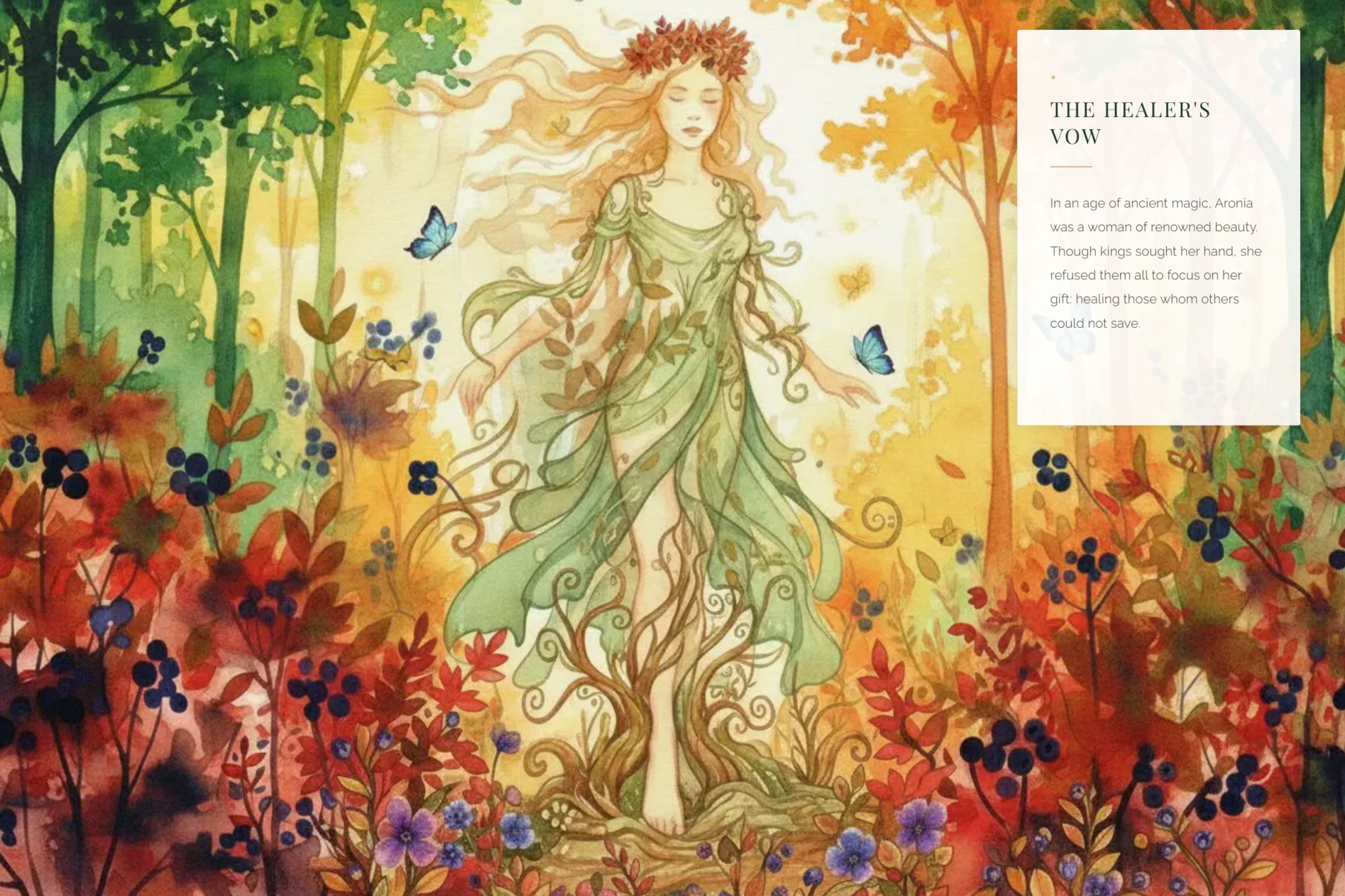 Aronia's Gift functional wellness beverage brand - organic science aesthetic web design for superfood e-commerce